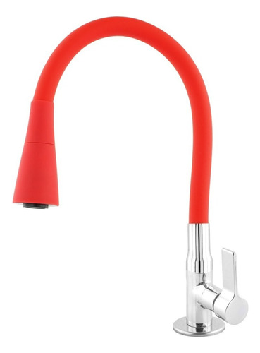 Torneira Gourmet De Cozinha Bancada Metal Luxo Cano Flexível Cor Vermelho