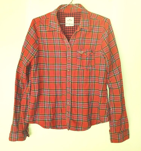 Camisa Hollister Original Escocesa Abrigo Mujer Impecable!!