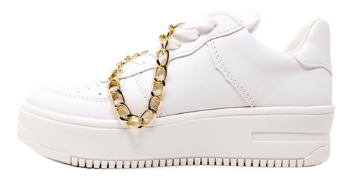 Imagen 5 de 5 de Zapato Tenis Moda Casual Blanco Con Plataforma Alta Calidad