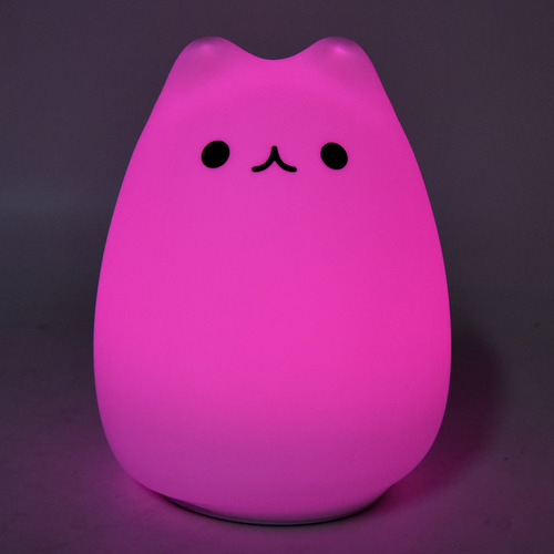 Luz De Noche Led En Forma De Gato Carga Usb Silicona Color