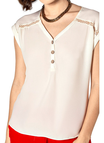 Blusa Elegante Dama Gmv 7162 Bco Cuello V Ch-xg 126-303 T3