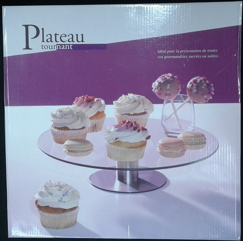 Plato Giratorio Para Torta Con Pie De Metal 35cms Diamet.