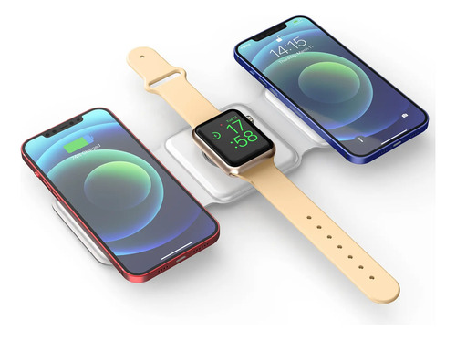 Cargador Inalámbrico Para Iphone Apple Watch Airpods 3 En 1 Negro