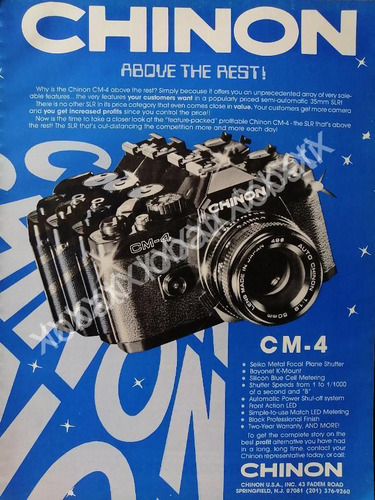 Cartel Retro Camaras Fotograficas Kodak Chinon Cm-4 1981 478