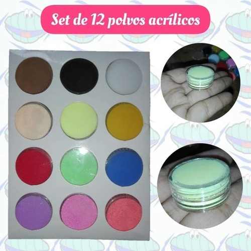 Set Pigmento Uñas Acrilicas X 12