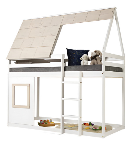 Cabaña Cama Alta Noopy Con Tobogán Blanco Cabaña Noopy