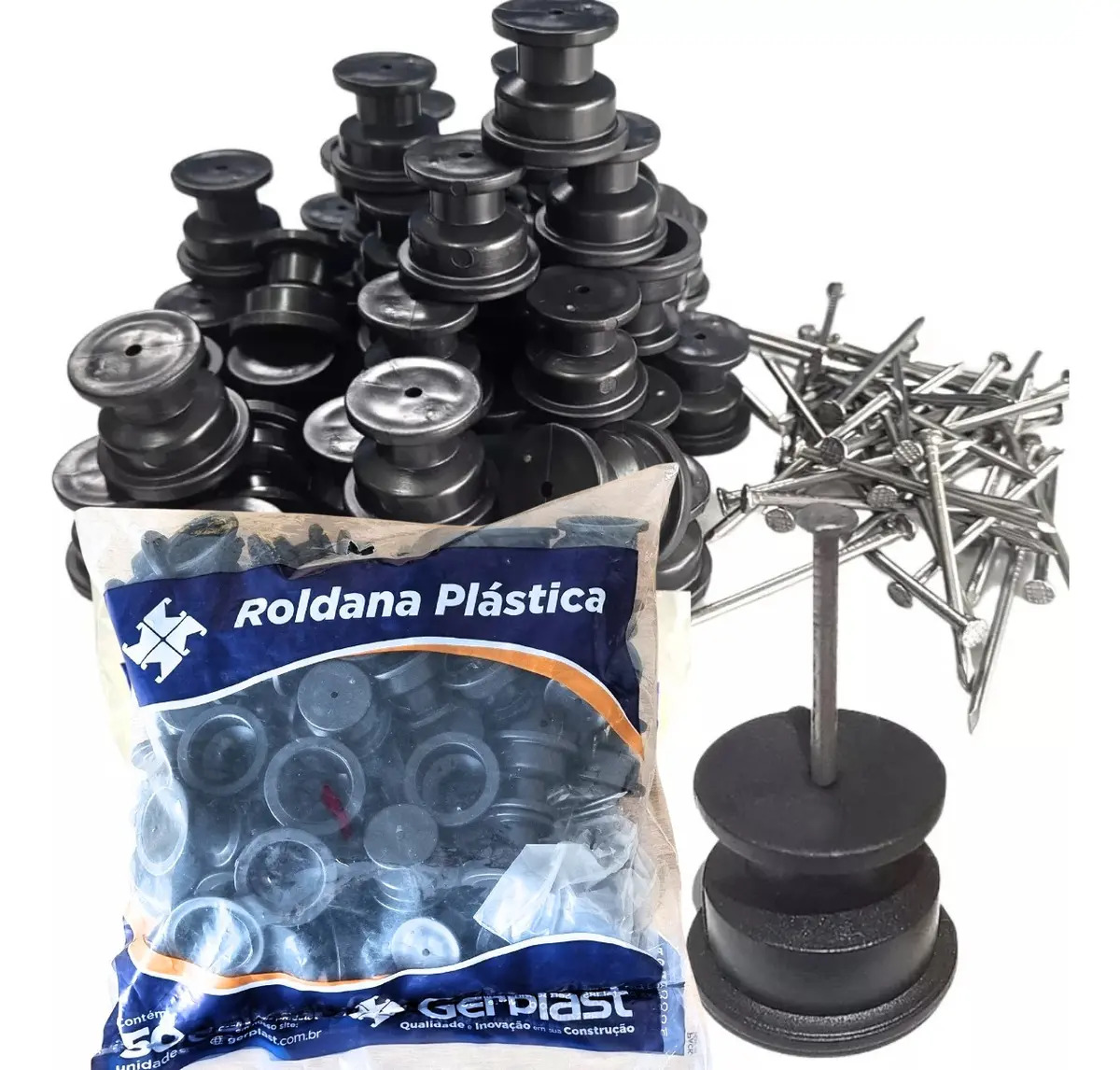 Isolador Roldana 100un Com Prego Para Cerca Elétrica 30x30mm