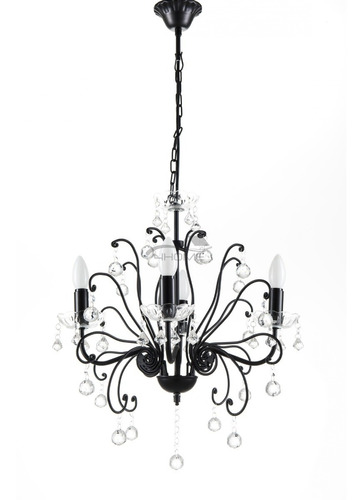 Lustre Pendente Tipo Candelabro 4 Lâmpadas Preto (99)