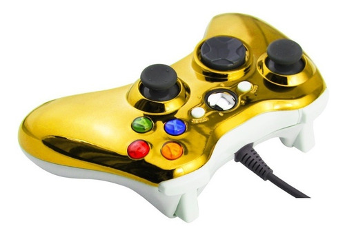 Joystick Xbox 360 Control Mando Cableado Pc Dorado Cromo