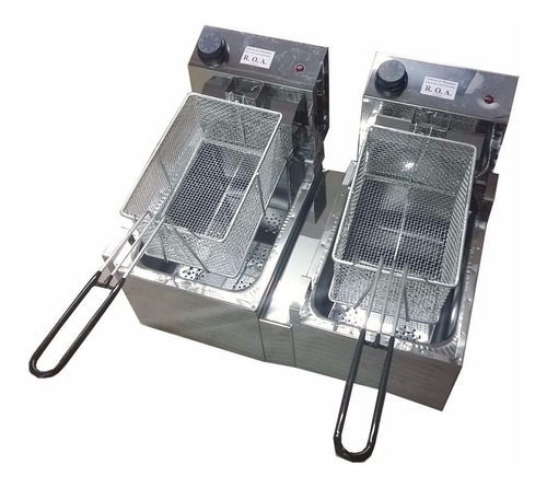Imagen 3 de 5 de Freidora Electrica Doble Bacha 16 Lts Roa Acero Inoxidable