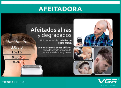 Maquina Corta Pelo Rasuradora Shaver Recargable Vgr V-307