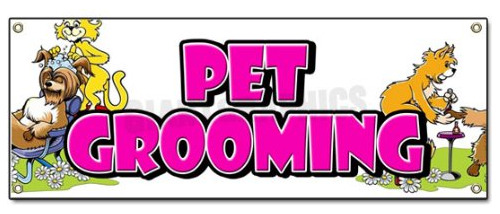 Pet Groomer Banner Sign Dog Grooming Clippers Signos Nu...