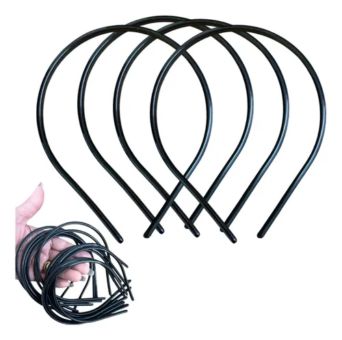 comprar 12 Tiaras Arco Arquinho Fina Preta 5mm Para Encapar Forrar Cor Preto