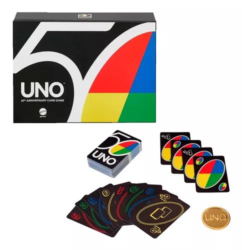 Jogo De Cartas Uno, Mattel, 50th Premium, Non-Us, GXJ94, Multicor