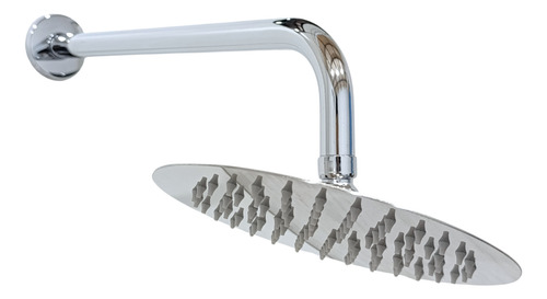 Ducha Redonda Cromada Em Inox 20 Cm Braço 38 Cm De Parede