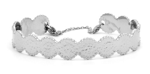 Pulsera Brazalete Acero Inox Plateado Circulos Marcados