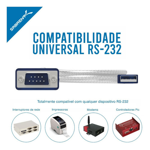 Cable convertidor Sabrent Serial Rs-232 de 9 pines a USB 2.0