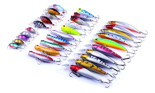 Hopemob Pack 30 Cebos Señuelos Popper Curricanes Con Anzuelos Para Pesca En Todo Tipo De Agua Rio Mar Lagunas Color