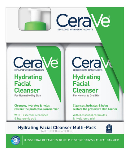 Cerave Limpiador Facial Hidratante Pack 2 Piezas De 355 Ml Momento De Aplicación Día/noche Tipo De Piel De Normal A Seca