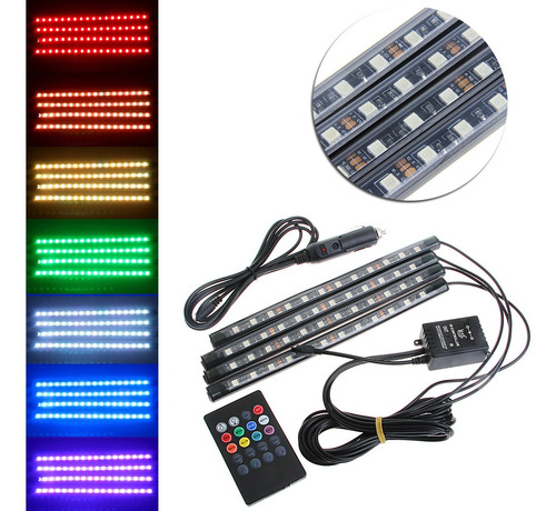 Kit De Lámpara De Luz De Tira Led Rgb De Piso Con Control Re