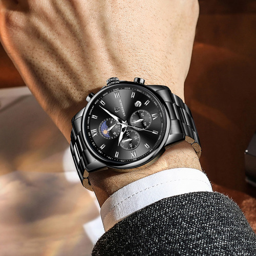 Relojes Para Hombre Lige Casual Acero Reloj Impermeable