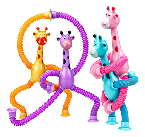 Girafas Pop It Tubo Led Estica E Gruda Montessori Magica