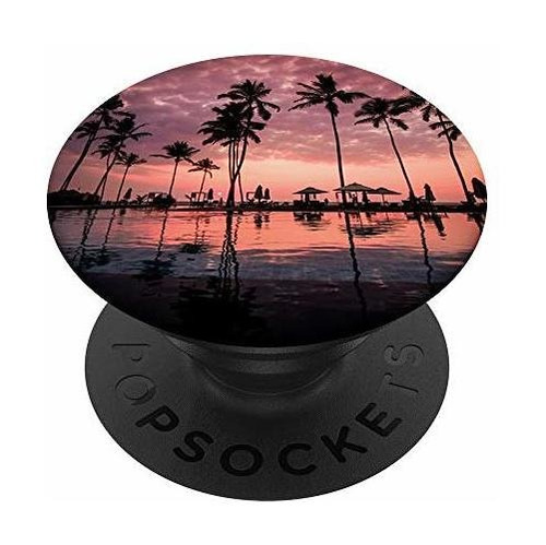 Beach Sunset Palm Trees Popsockets Popgrip: Swappable 86l6e