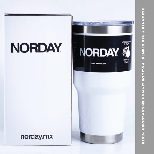Norday Vaso Termo Acero Inoxidable Tumbler 30 Oz Frío Calor Color Blanco