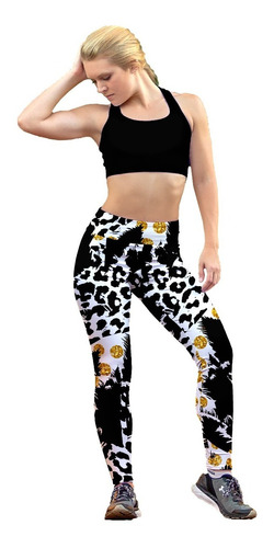 Leggin Dama Sublimado En Licra Manchas Jaguar Gym Bi-estrech