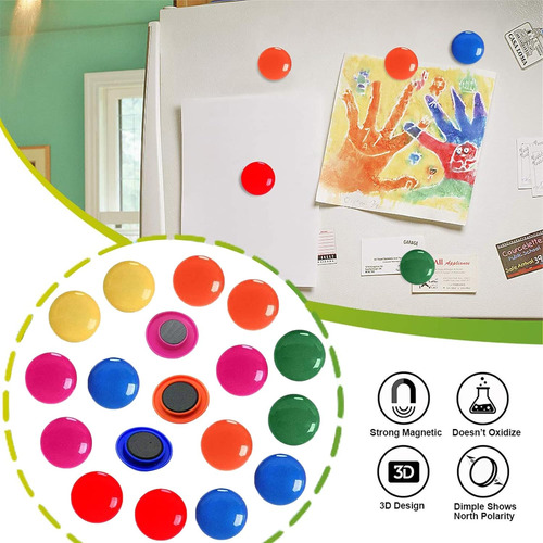 Imanes De Oficina, 12 Piezas Coloridas Redondas Para Refrige