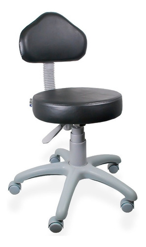 Cadeira de escritório Ultra Móveis Corporativo Mocho base cinza ergonômica  preto e cinza com estofado de couro sintético