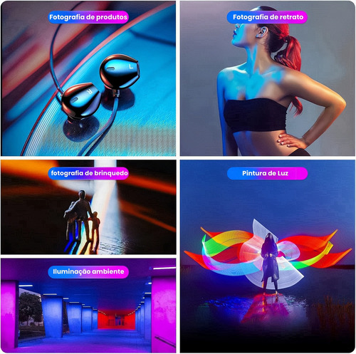 Bastão De Led Rgb Iluminação Fotográfica Pro Com Controle 2500k-6500k Efeitos De Tubo Regu Cor Da Estrutura Fix Bastão De Luz De Preenchimento
