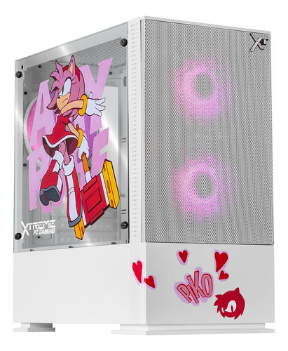 Gabinete Gamer Xtreme Pc Gaming Amy Comic Edition Mini Torre Micro Atx 3 Fan Argb Mesh Cristal Templado