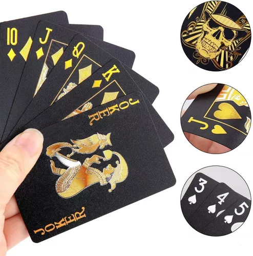 Jogo de Cartas Baralho Preto Impermeável Baralho Black Luxo c/ 54 Cartas