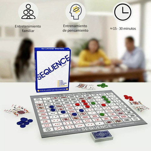 Juego Mesa Sequence Classic Cartas Clásico Fichas Secuencia