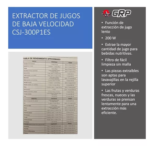 Extractor de jugos de baja velocidad CSJ-300P1ES 