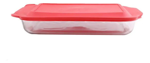 Fuente Refractaria Tapa Rectangular 3.2 L Vidrio Horno Imp