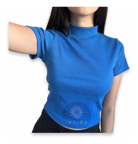 Imagen 2 de 2 de Remeras Mujer Media Polera Manga Corta Crop Top Liso