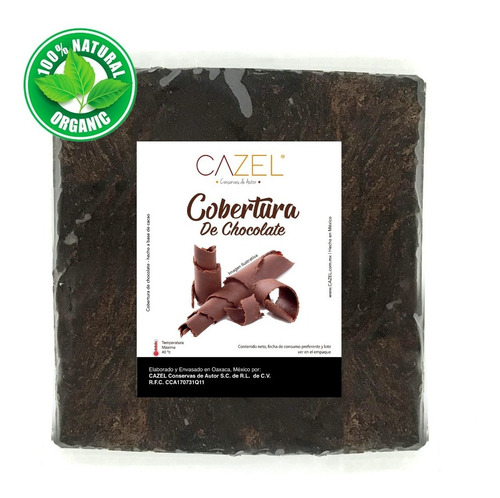 Imagen 1 de 3 de Chocolate Para Cobertura 1 Kg En Tableta Natural