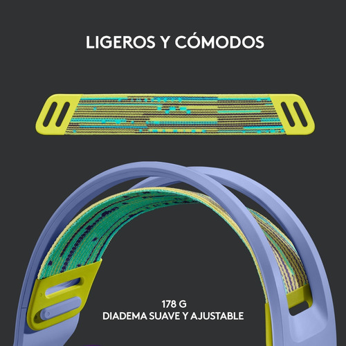Imagen 9 de 12 de Auriculares gamer inalámbricos Logitech G Series G733 lila con luz rgb LED