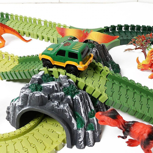 Juguete Autopista Parque Dinosaurio Flexible Para Niños