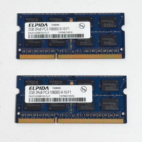 Kit 2 Unidades Memória Ram Elpida 2gb Pc3-10600s