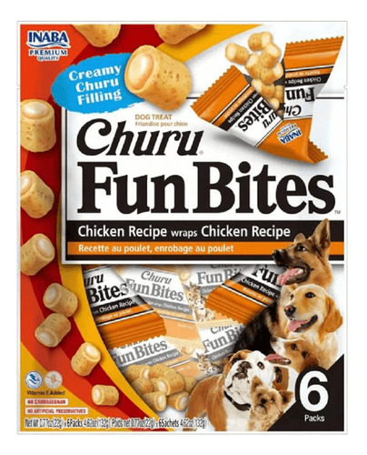 Inaba® Churu Perros Fun Bites Pollo Con Wraps Pollo 6 Packs