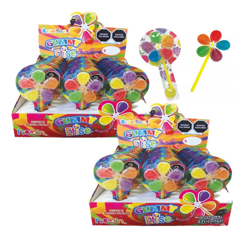 Gomita Rehilete Suave Hubin Paleta Sabor Frutal 2pack 60 Pzs