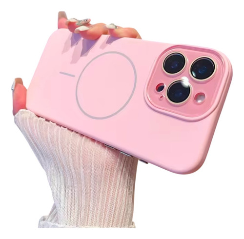 Funda Silicona Iphone 14 15 16 Magsafe Protección De Cámara Rosa Iphone 16 Pro Max Silicona