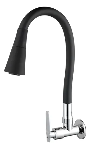 Gourmet Luxo Cozinha Flexível Parede 2 Bocal Pia, Preto Torneira De Parede Preta Fosco
