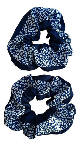Set X 2 Scrunchies Colitas De Pelo Lgbt Upcycling Pachwork Azul Patchwork Jazpeada Combinadas