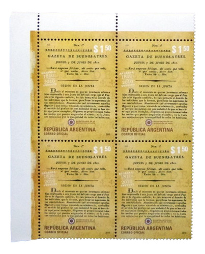 Argentina, Cuadro Gj 3817 Gazeta Buenos Ayres 10 Mint L9845