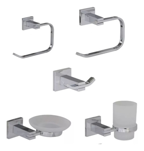 Kit Accesorios Baño Mondrian  Cuadrado 5 Pz Metal