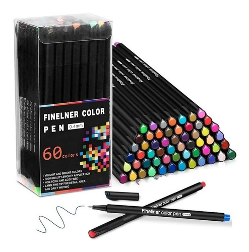 Lapices Fineliner 0,4mm 60 Colores Punta Fina Colores Pen